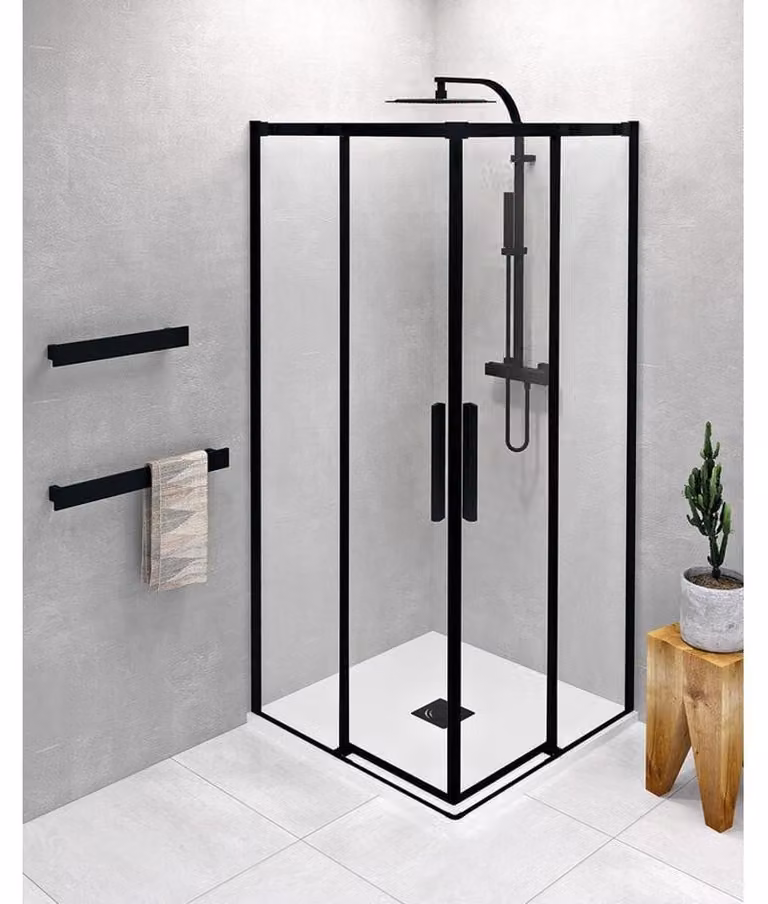 ALTIS LINE BLACK Cabina doccia angolare 1000x1000 mm, ingresso ad angolo, vetro trasparente