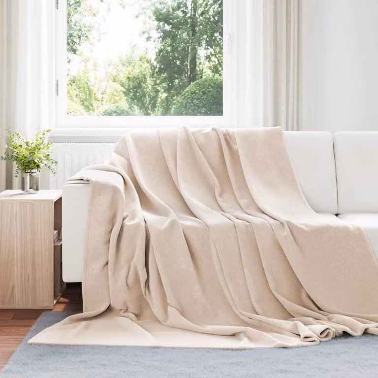 Set di 6 coperte in pile vidaXL beige per adulti, L 240 cm x P 270 cm