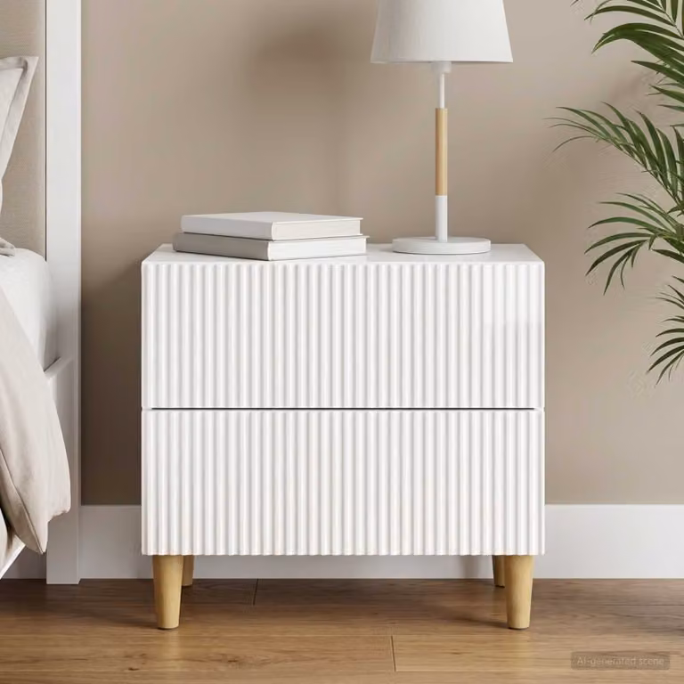 vidaXL Armadio da Notte Moderno con Cassetto in MDF Bianco Lucido L: 62 cm, P: 34,5 cm, H: 48 cm