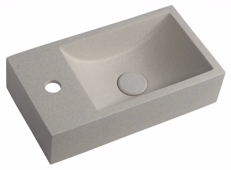 Sapho Small - Lavabo Crest, 400x220 mm, con 1 foro per rubinetto a sinistra, nano-strato, pietra arenaria bianca AR410