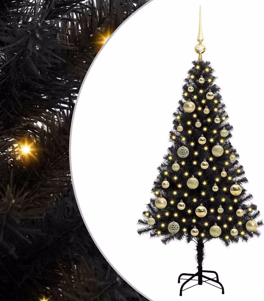 Albero di Natale con 150 LED con supporto Nero 120 cm PVC