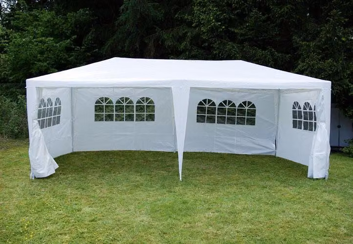 Gazebo VCM | dimensioni circa 3x6 m | telone PE idrorepellente 110g / m² | tenda per feste con pannelli laterali | tenda da giardino con struttura in acciaio | tenda per festival | bianco