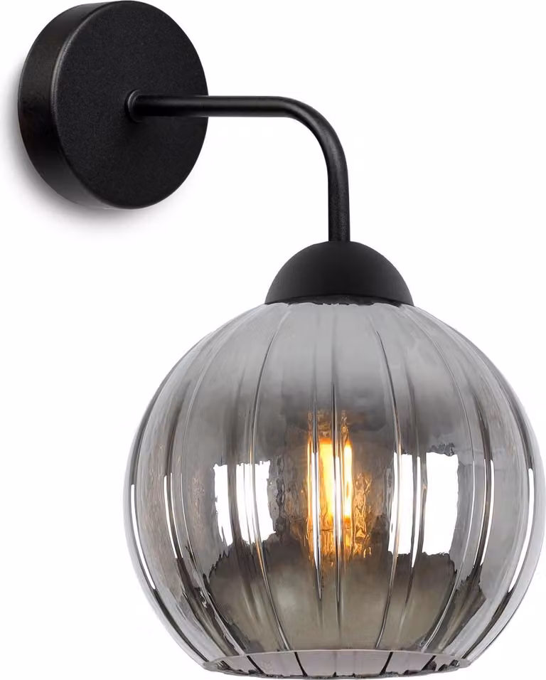 Lampada da parete Costa nera a 1 luce con sfera color grafite E27 – elegante lampada da parete per un'illuminazione moderna
