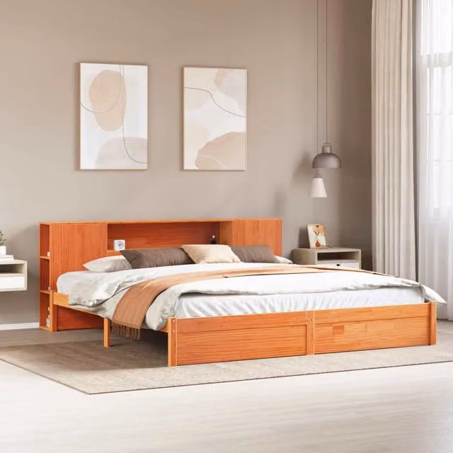 Struttura del letto con testiera contenitore Marrone cerato 3422731