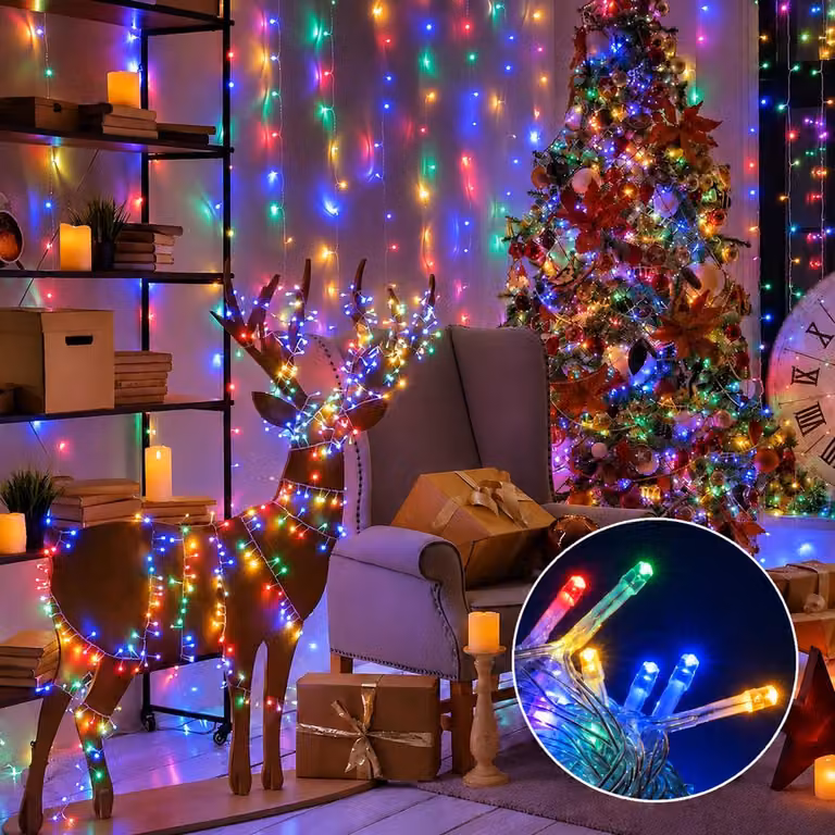 Luci LED da fata 30M 300 LED colorati, 8 modalità di decorazione dell'albero di Natale per l'albero di Natale, giardino della festa di Halloween