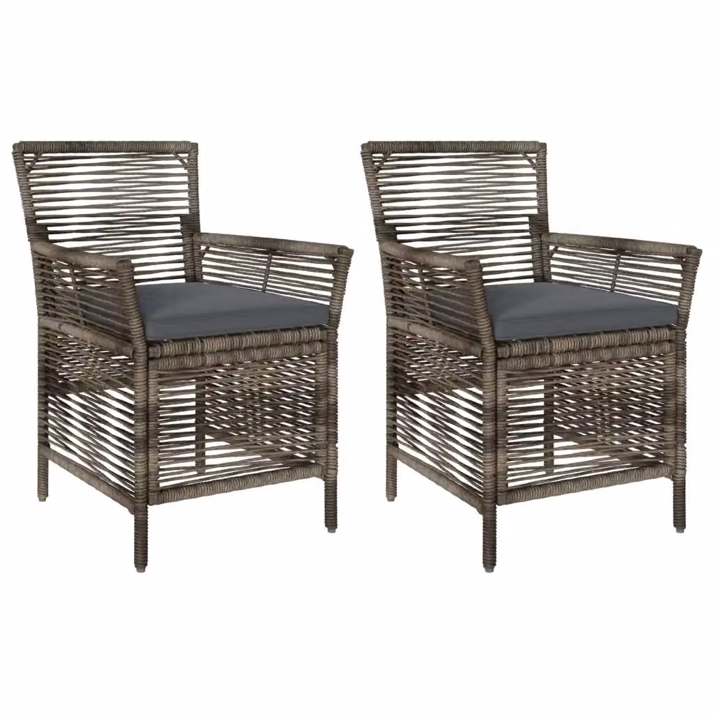 Set di 2 sedie da esterno vidaXL in polyrattan grigio con cuscini e braccioli – 2