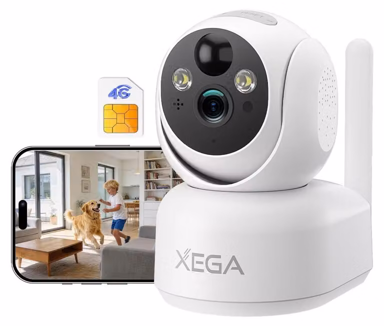 Telecamera di sicurezza - Telecamera interna con scheda SIM - Telecamera per animali domestici - 2K - 4G - Con app