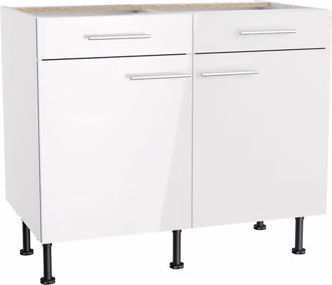 Base Optifit con cassetto e anta battente Rurik986 LxPxH 100 x 58,4 x 87 cm bianco lucido smontata KFRU U106-8E+