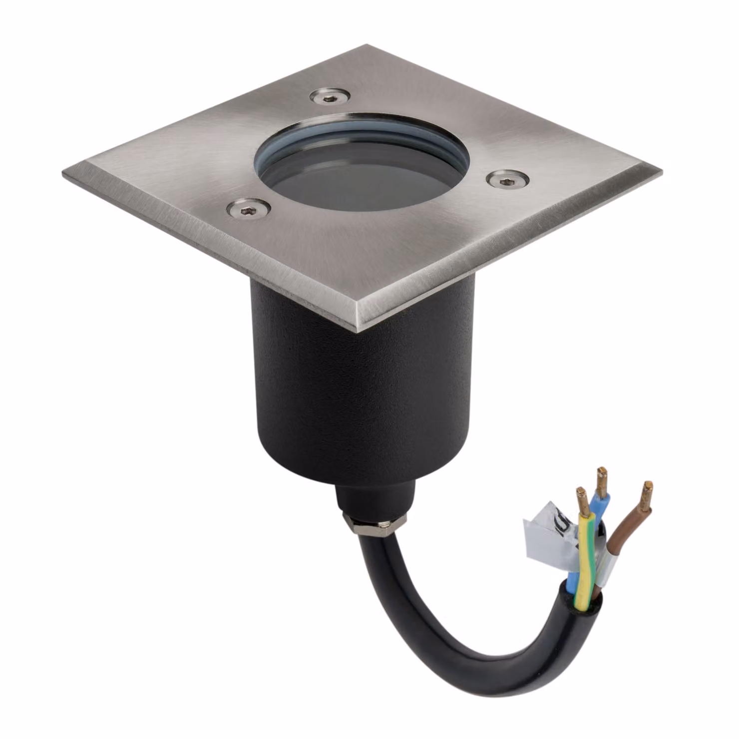 Lampada da terra a LED in acciaio inossidabile, forma angolare, IP67, 230 V, con attacco GU10, lampadina non inclusa