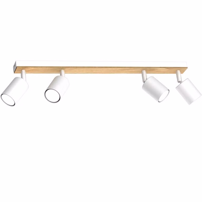Lampada da soffitto Tulon bianco opaco-legno chiaro 4xGU10x8W metallo, dimensioni: 15,5x60x5,5 cm, IP20, Luminex