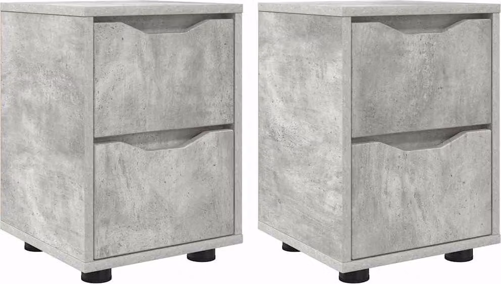 Comodini con cassetto 2 pcs Grigio cemento 30,5 x 30 x 43 cm