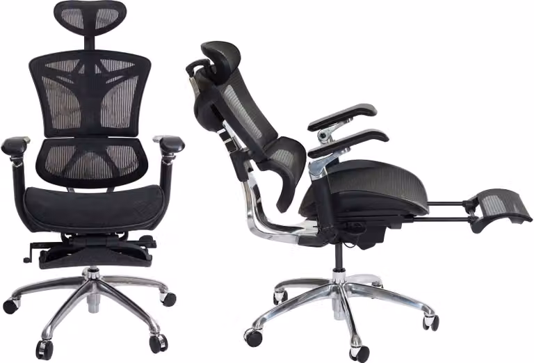 Sedia da ufficio HWC-J93b, sedia da scrivania girevole, ergonomica, supporto lombare poggiapiedi Braccioli regolabili in 3D nero