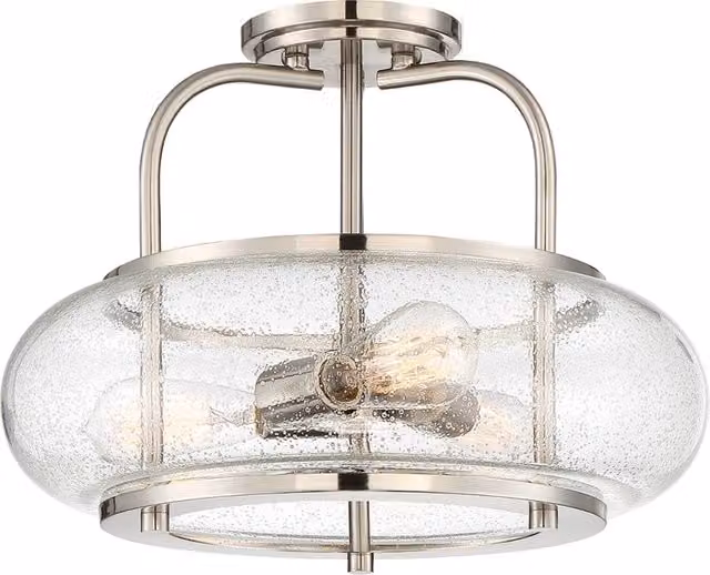 Lampada a Soffitto Industrial Nordico Trilogy Metallo Nichel Spazzolato 3 Luci E27
