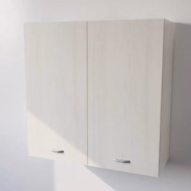 Pensile da cucina Calandrelli con 2 ante in MDF, finitura larice bianco opaco, H 90 x L 90 x P 33 cm