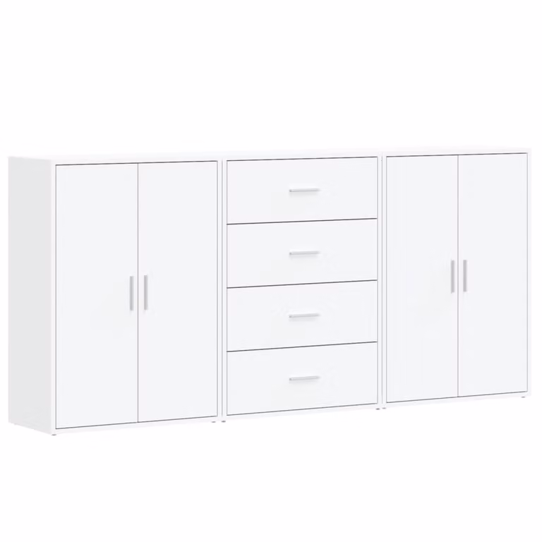 Credenze 3 pz Bianche 60x31x84 cm in Legno Multistrato