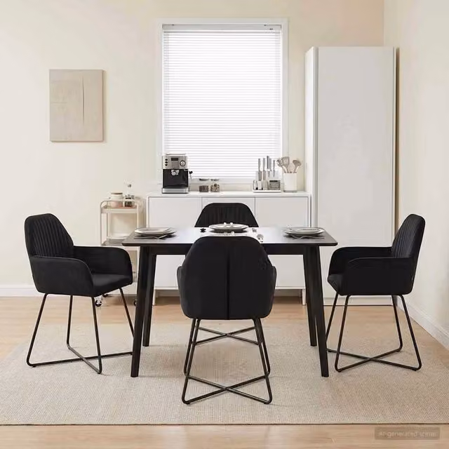 Sedie da pranzo 4 pz Velluto Nero 55 x 50 x 84 cm 3428378