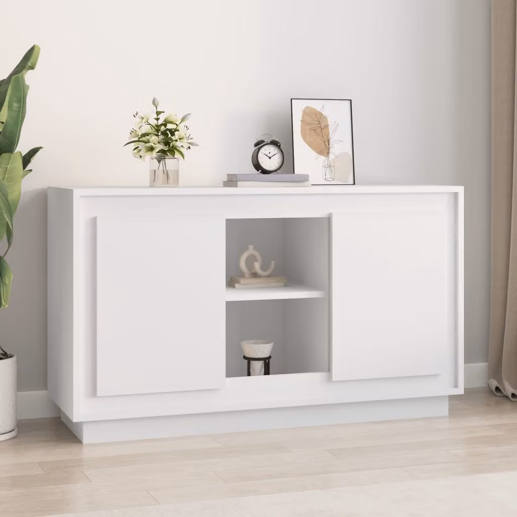 Credenza bianca vidaXL in legno multistrato e MDF, L 102 cm x P 35 cm x H 60 cm