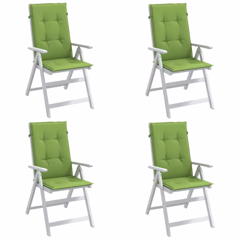 Cuscini per sedia con schienale alto vidaXL, colore verde, in tessuto resistente ai raggi UV e con lacci di fissaggio, L 120 cm x P 50 cm x H 4 cm
