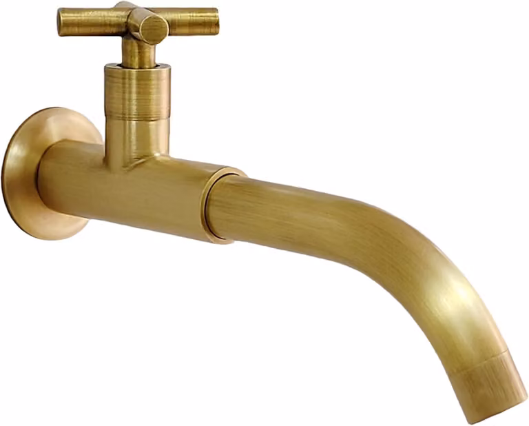 Rubinetto per acqua fredda da montare a parete, 23 cm, in ottone anticato, girevole a 360°, attacco G1/2, per cucina