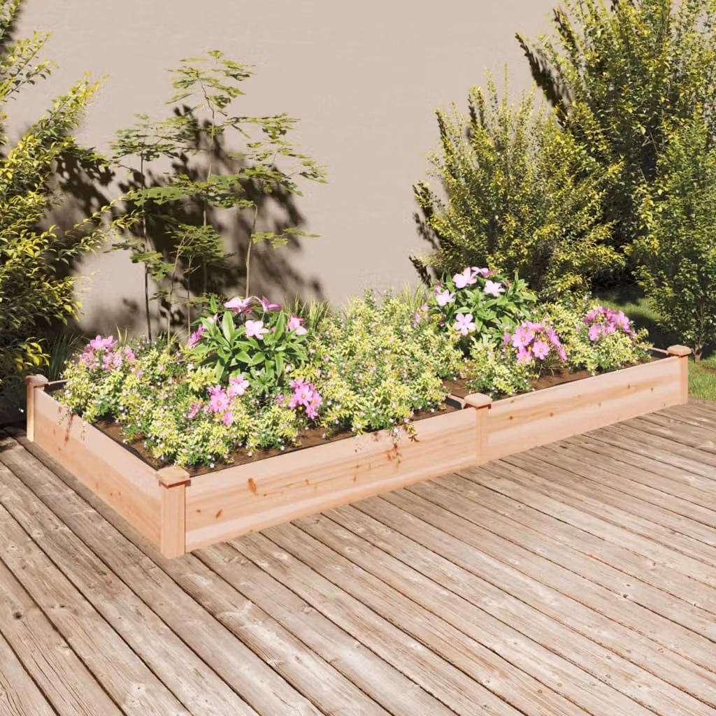 Fioriera Rialzata da Giardino vidaXL in Legno di Abete Massello, Marrone, L 240 cm x P 120 cm x H 25 cm