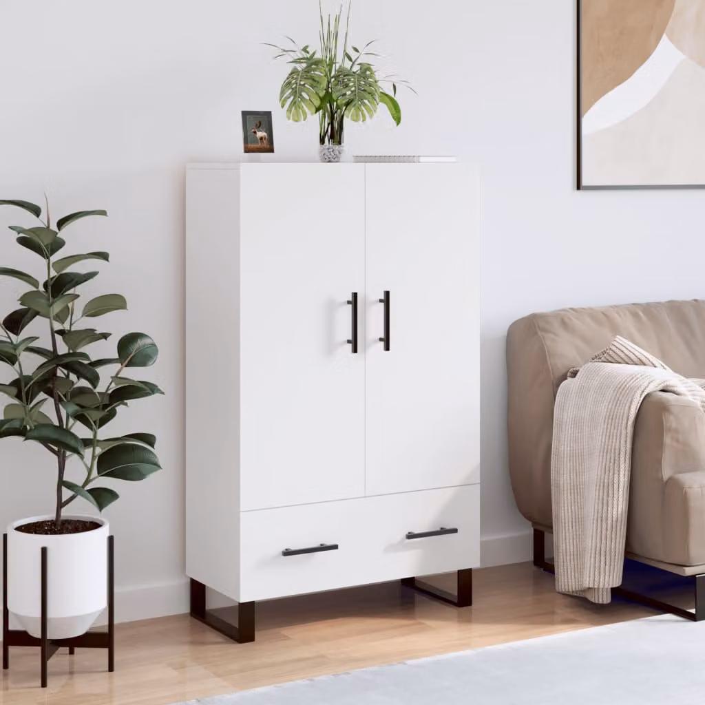 Credenza moderna vidaXL bianca in legno e metallo L: 69,5 cm, P: 31 cm, H: 115 cm