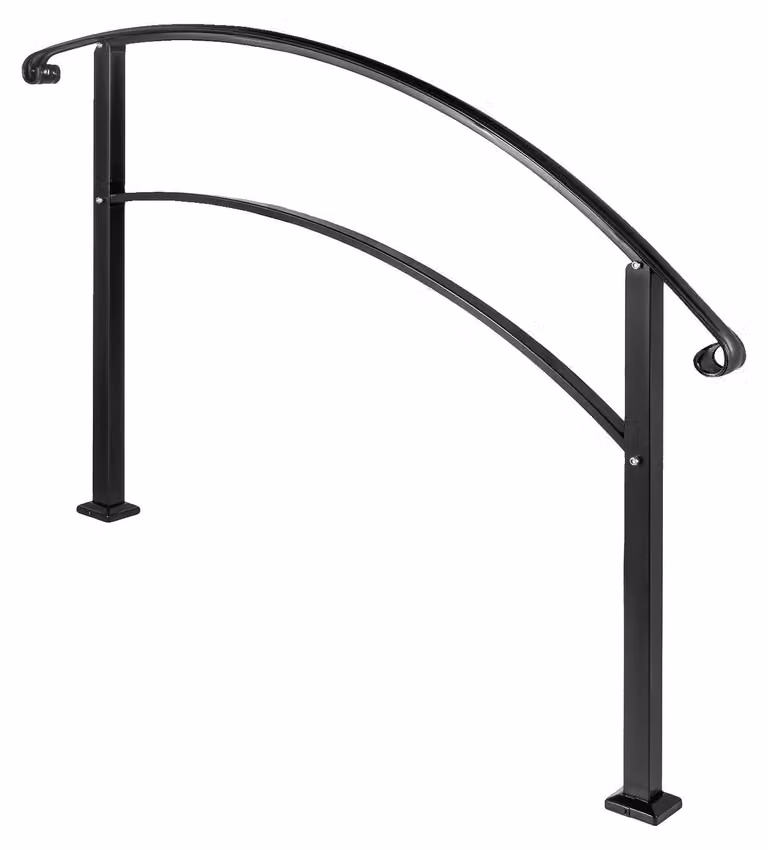 Corrimano, struttura in ferro battuto, installazione semplice, colore nero, lunghezza 1,5 metri