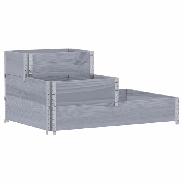 Fioriera | Cassetta per fiori | Vaso Rialzata a 3 Livelli Grigia 120x80 cm Legno di Pino