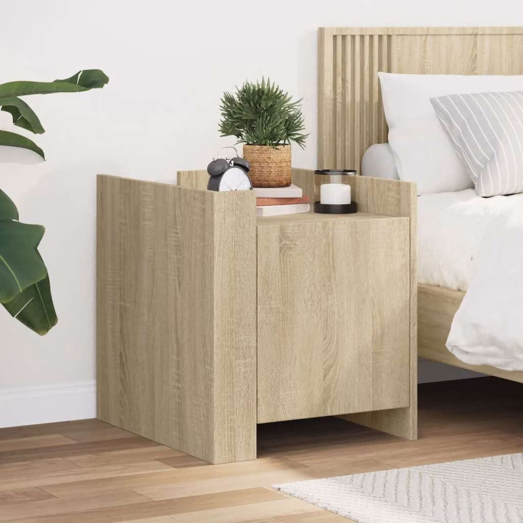 Comodino sospeso vidaXL in legno Rovere, design moderno per camera da letto o soggiorno, L 45 x P 50 x H 50 cm