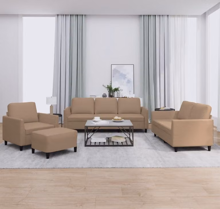 Maison Exclusive - Set divano 4 pezzi con cuscini in ecopelle color marrone cappuccino