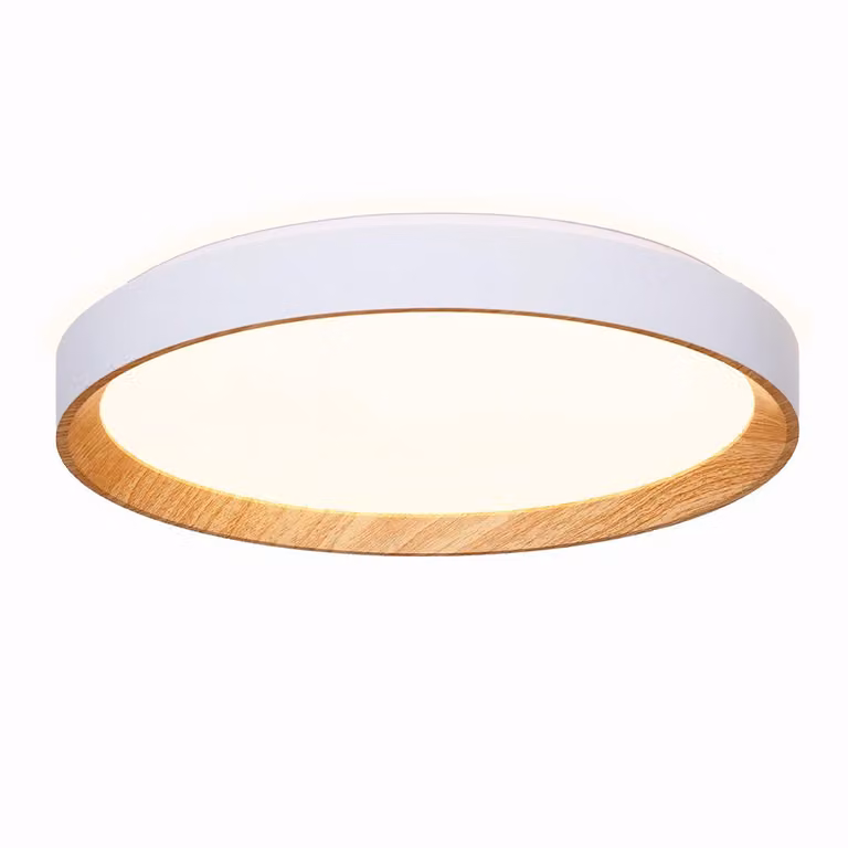 Plafoniera a LED Ø 48 cm, 40 W, temperatura di colore regolabile da 3000 K a 6000 K, policarbonato bianco, effetto legno, lampada moderna