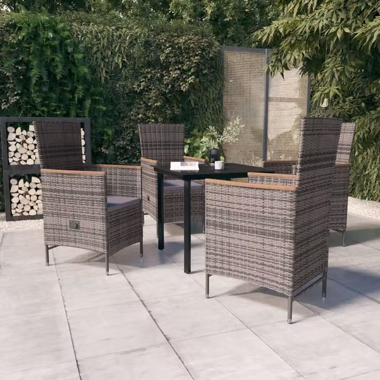 Maison Exclusive - Set da pranzo da giardino a 5 pezzi con cuscini grigi