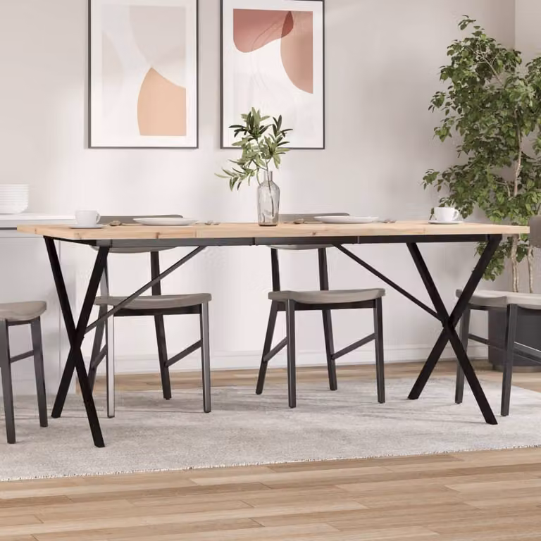 vidaXL Tavolo da Pranzo Rettangolare in Legno di Pino e Metallo Marrone con Telaio a X L: 180 cm, P: 90 cm, H: 75,5 cm