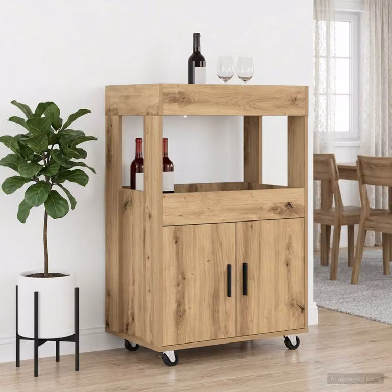 vidaXL Carrello da Bar Moderno in Legno e MDF Marrone L 60 cm, P 39.5 cm, H 89 cm