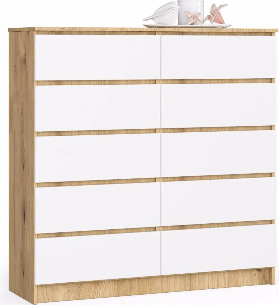Comò alto SAVRILA - rovere artisan / bianco