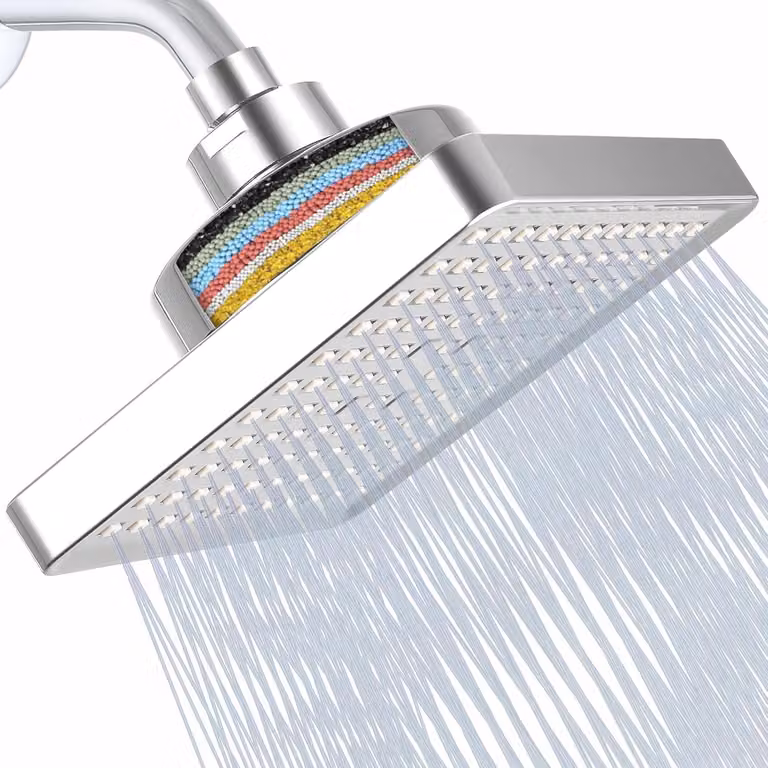 Doccia da 15 cm, filtro anticalcare con sistema a 15 stadi, cromato, per bagno