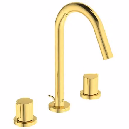Ideal Standard Joy - Miscelatore per lavabo, installazione a 3 fori, con bocca di erogazione, oro spazzolato BC783A2