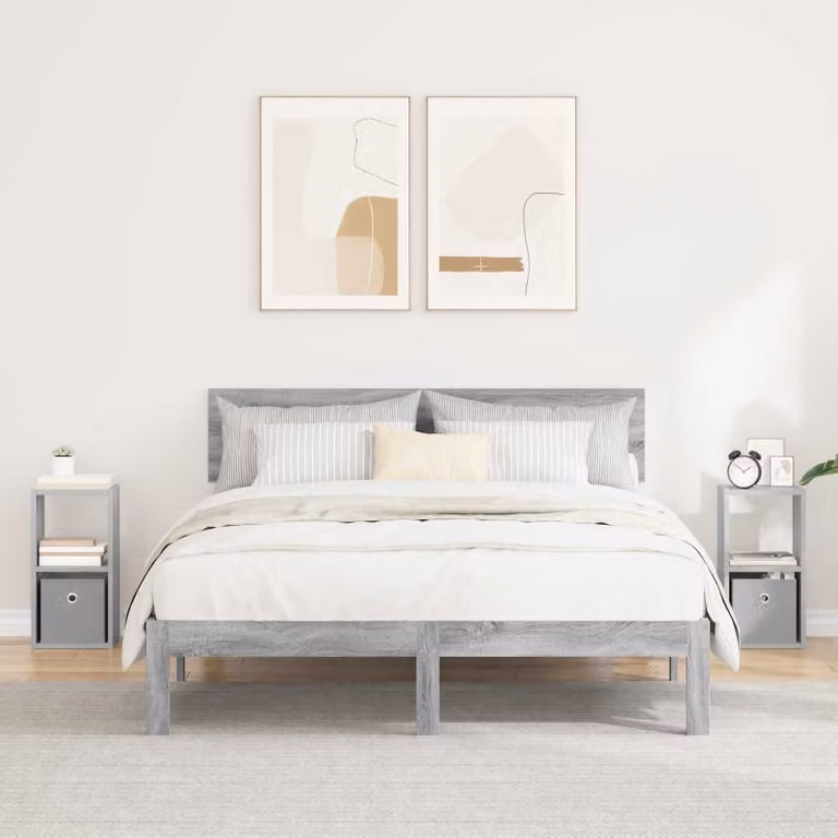 Set di 2 comodini vidaXL moderni in colore grigio, L 25,5 cm x P 22,0 cm x H 49,5 cm