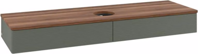 V&B Mobiletto con struttura frontale, con illuminazione Antao 160x50cm, WBP w. wal, lea gre. m Lac