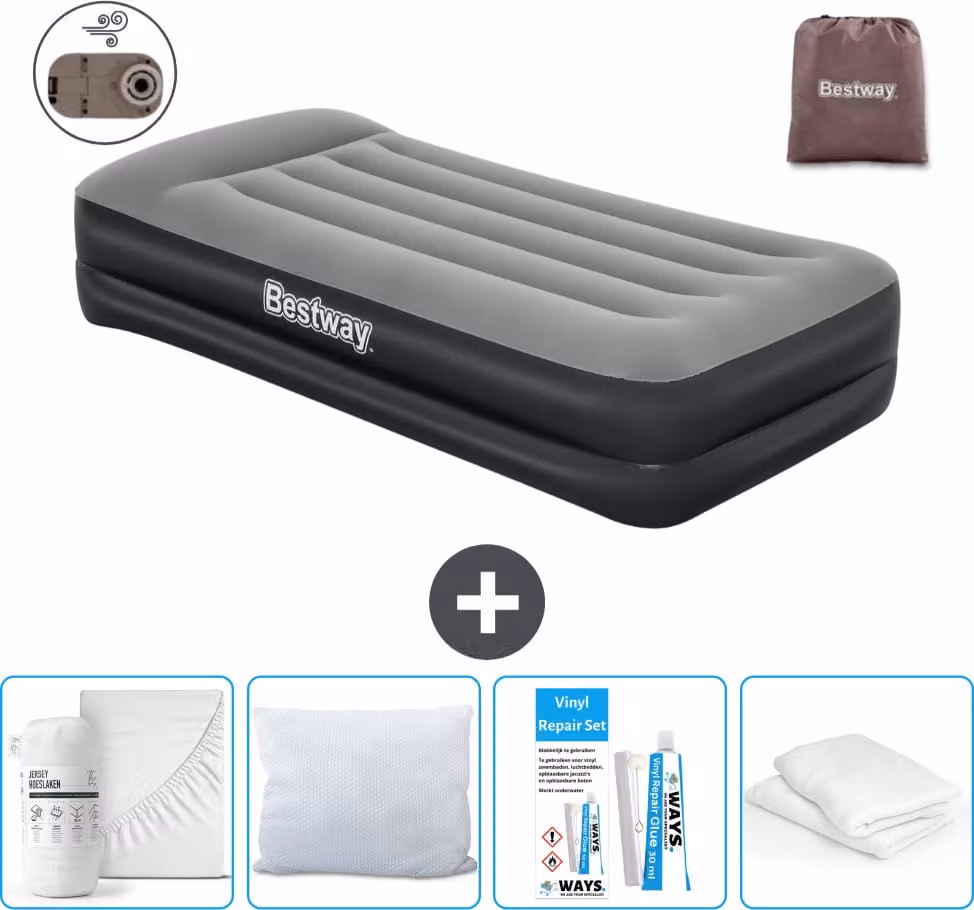 Materasso gonfiabile Bestway - 1 persona - 97 x 191 x 46 cm - Grigio - Accessori inclusi