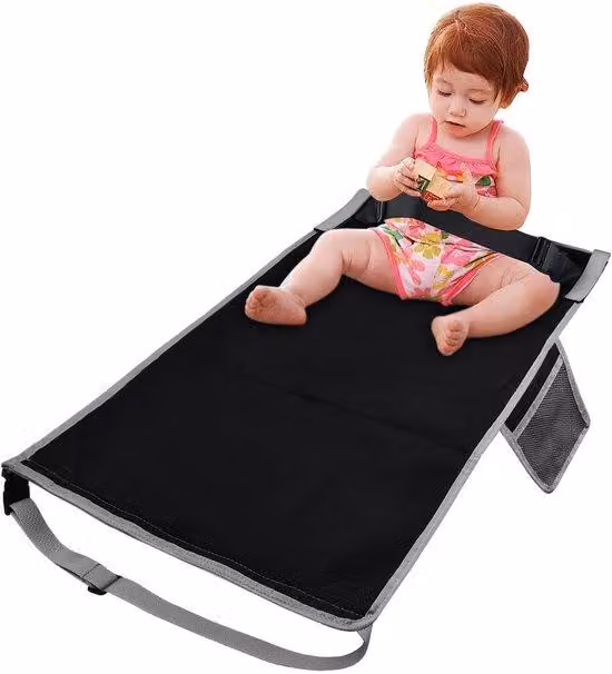 Ibenzoa® Poggiapiedi per aereo per bambini – estensione pieghevole per sedile, 79 x 44 cm, nero, fibra di poliestere, 1 pezzo