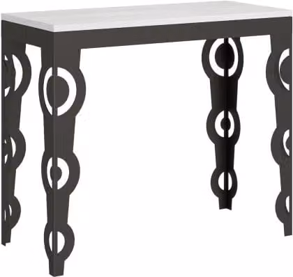 Consolle allungabile Itamoby Karamay Small Evolution con telaio in metallo Antracite e piano Bianco Frassino L/P/H: 90 x 40 x 77 cm, estensibile fino a 196 cm – 1
