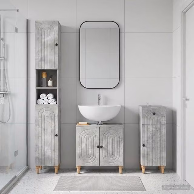 Set di armadietti da bagno in 3 pezzi ALKMAAR Grigio Cemento 3417831