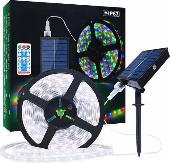 Lampada a energia solare - Lampada da esterno impermeabile da 10 metri con telecomando - Regolabile, luce bianca, faretto LED SMD 2835