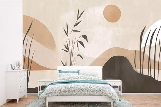 Paesaggio giapponese-scandinavo – Colore beige – Larghezza 525 cm x Altezza 350 cm