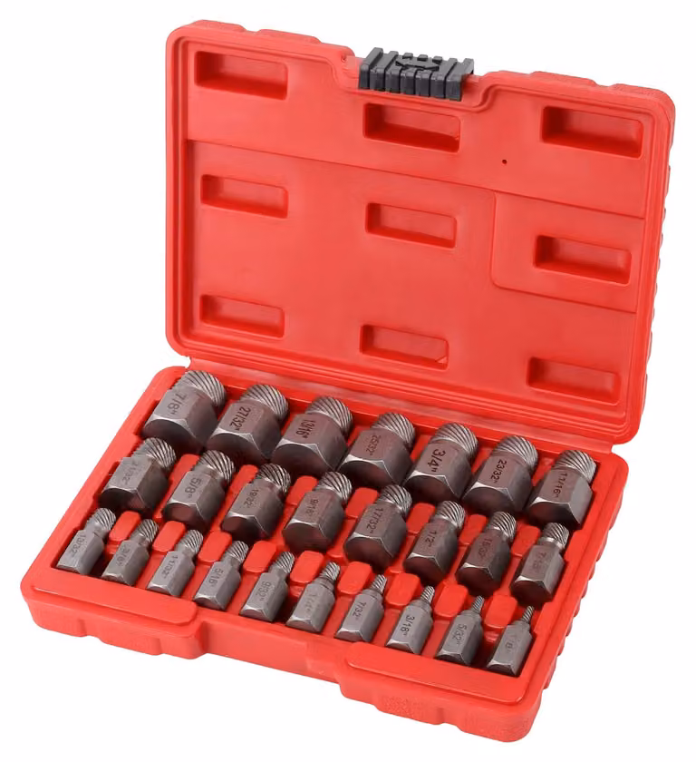 Set di estrattori per viti da 25 pezzi, completo di custodia, estrattore per viti a sinistra e utensile per la rimozione delle viti, ideale per l'uso in officina