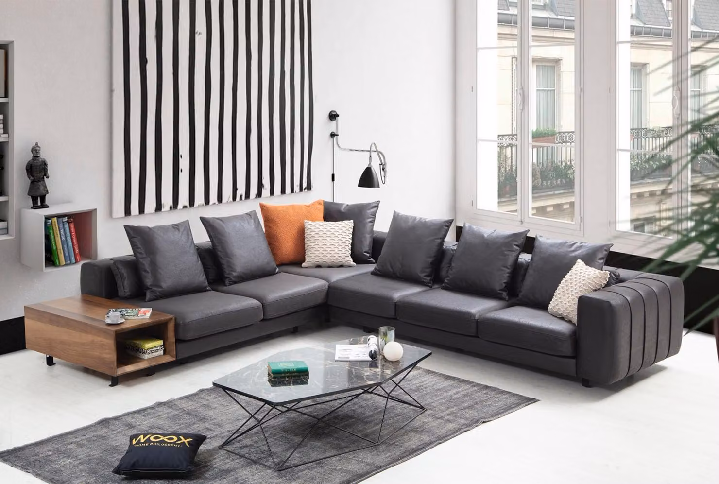 Eckgarnitur Ecksofa L-Form Polstersofa Stoffsofa Couch Grau Sofa Tisch