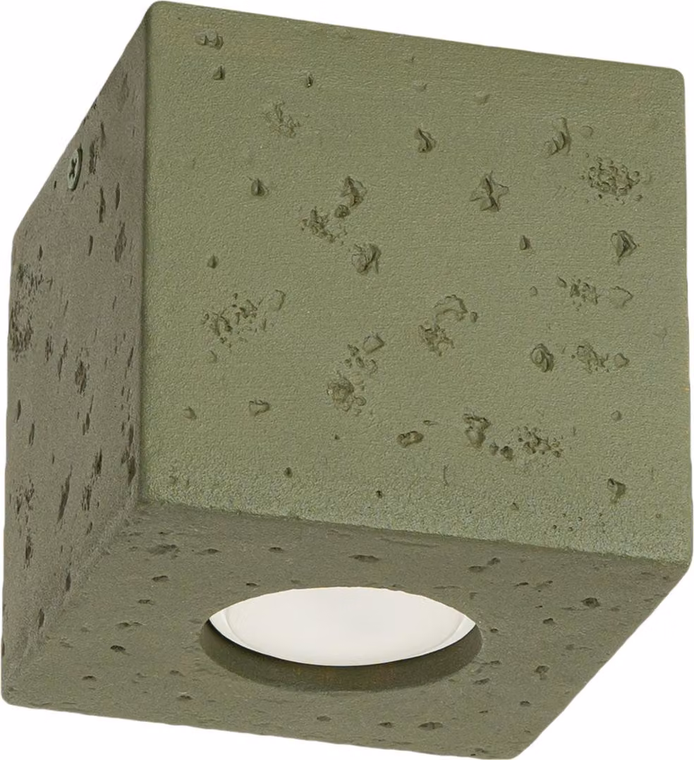 Lampada da soffitto QUAD cemento verde oliva 1xGU10 10W calcestruzzo 10x10x10cm Sollux Lighting