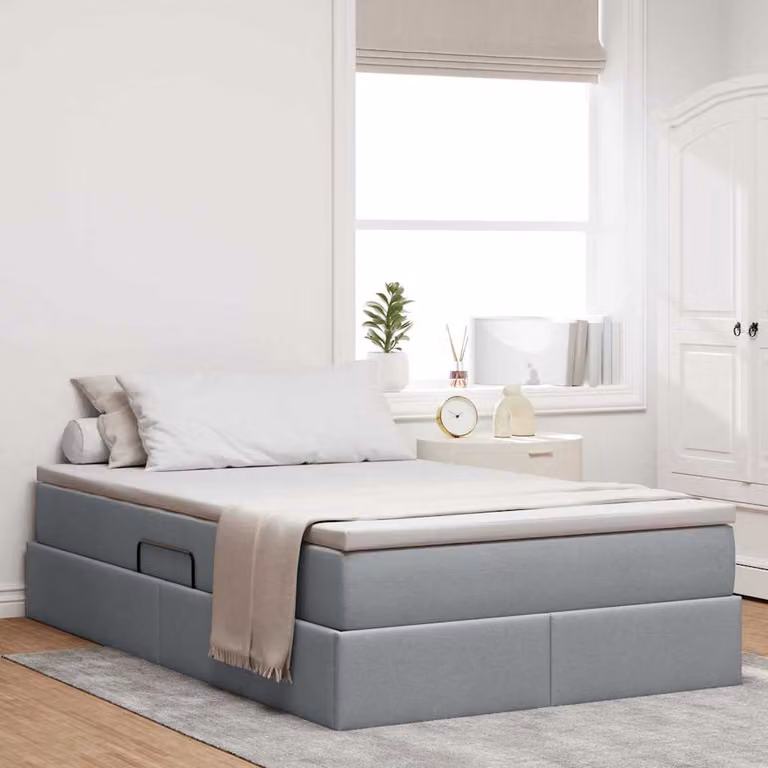 Letto con contenitore e materasso ibrido vidaXL Grigio chiaro L 120 cm x P 200 cm