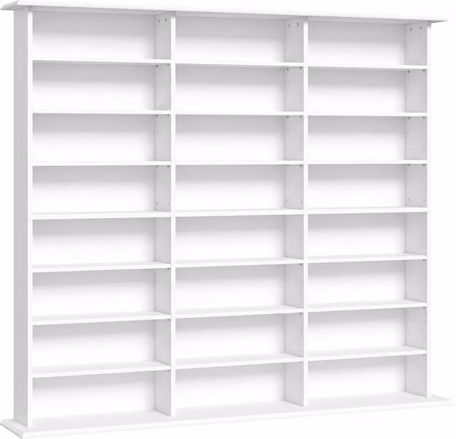 Scaffale multimediale HOMCOM bianco con 18 ripiani regolabili e 24 vani per 1032 CD o 594 DVD