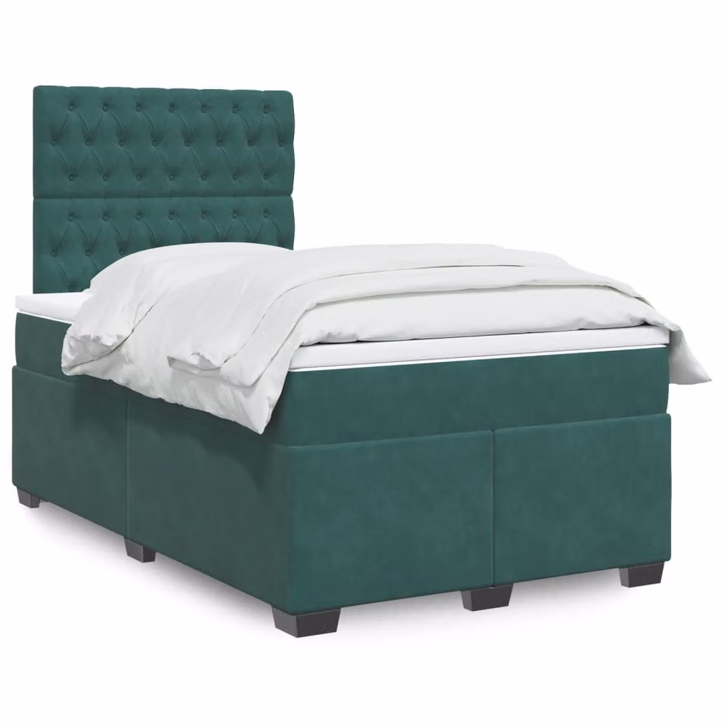 Maison Exclusive - Giroletto a Molle con Materasso Verde Scuro 120x190 cm Velluto